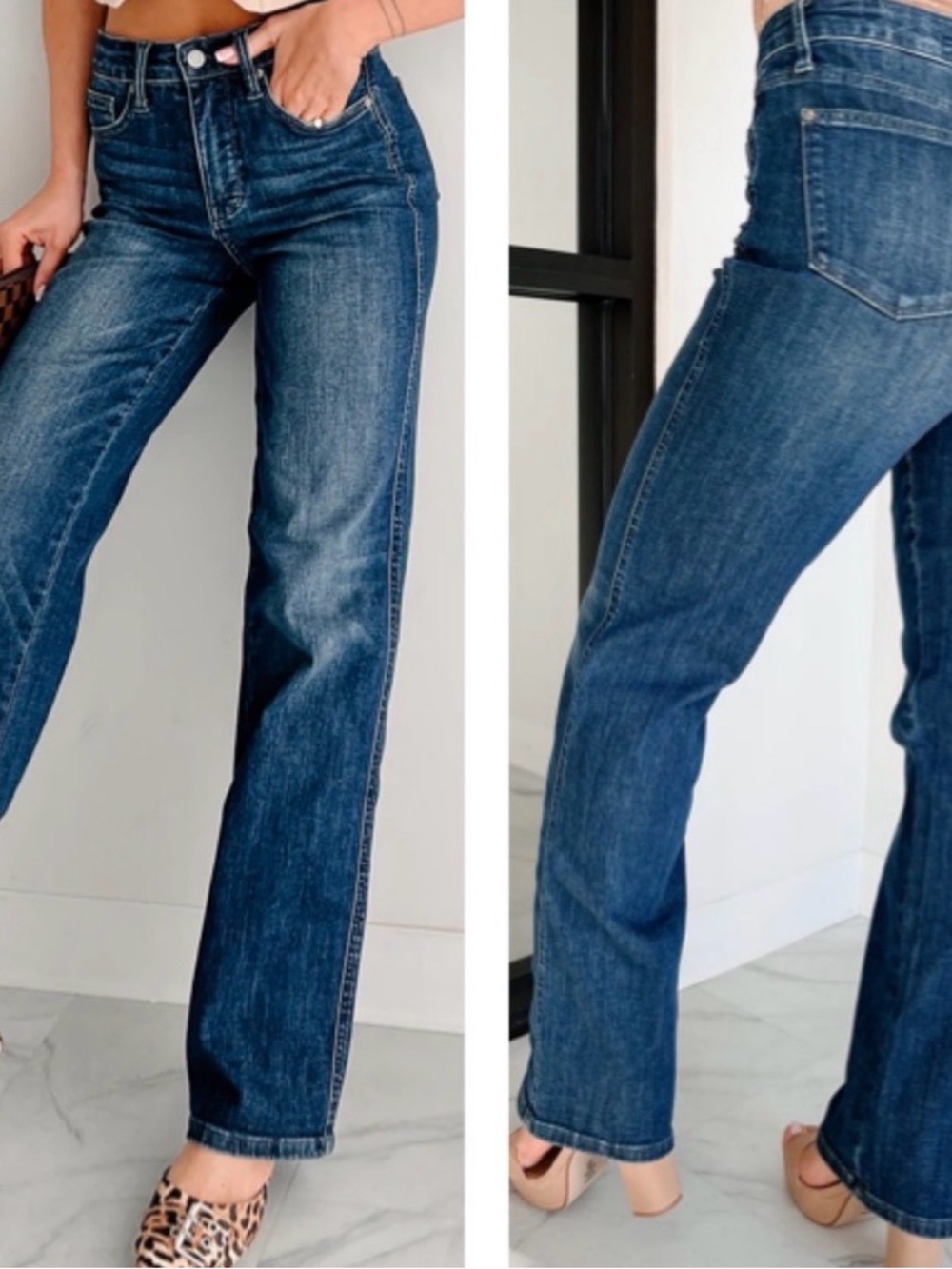 Judy Blue NWT 14W Mid Rise Tummy Control Stretch Dark Wash Jeans Straight Leg